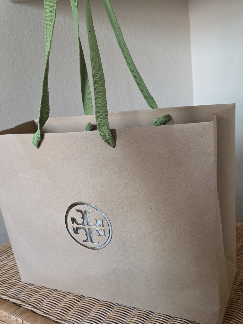 Tory Burch Green-Handled Shopping Tote Bag
